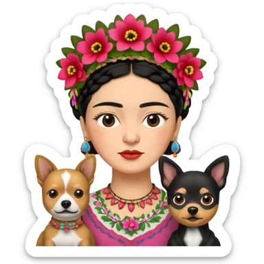 Frida Kahlo with dog sticker