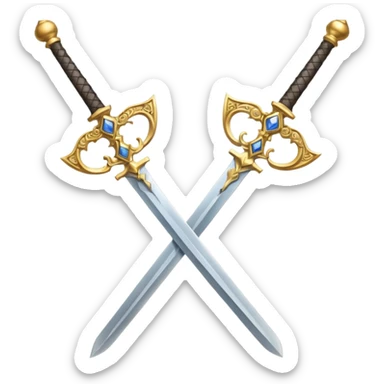 Fully golden two royal swords crossed sticker