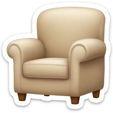 Beige Armchair with blanket and book sticker