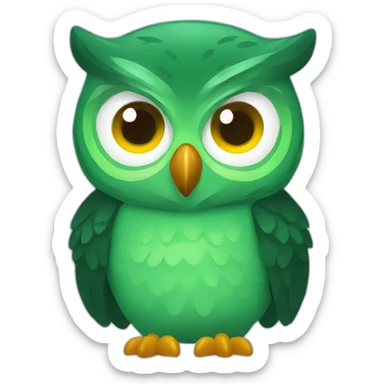 evil duolingo green owl sticker