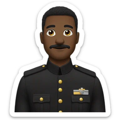 black man with undercut and a mustache style snot brake in black uniform sticker