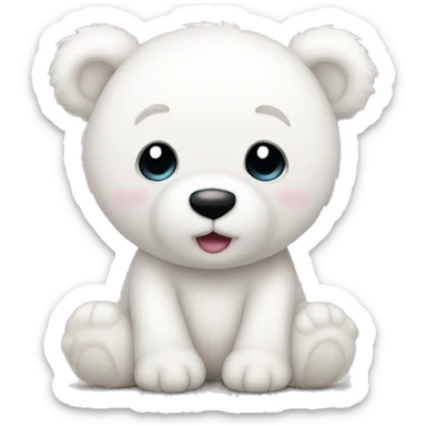 Cute white teddy bear sticker
