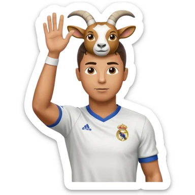 I want Ronaldo in Madrid and something over his head saying GOAT sticker
