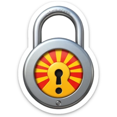Emoji of a steel padlock snapping shut with a burst of energy lines and a rising sun silhouette behind it, symbolising tunnel vision, discipline, and a decisive new start. Bold minimal icon style, transparent background. sticker