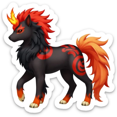 Shiny Exotic Gothic Rapidash-Houndoom-Arcanine-Pokémon-Fakémon-hybrid-creature sticker