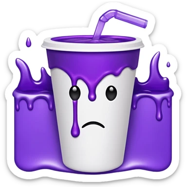 sytrofoam cup with a thick purple liquid dripping sticker