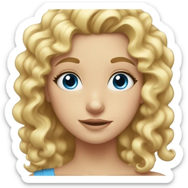 Blonde girl with curls and blue eyes and a bow in her hair  sticker