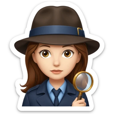 female detective with long hair and detective hat sticker