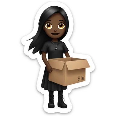 Brown goth girl packing box sticker