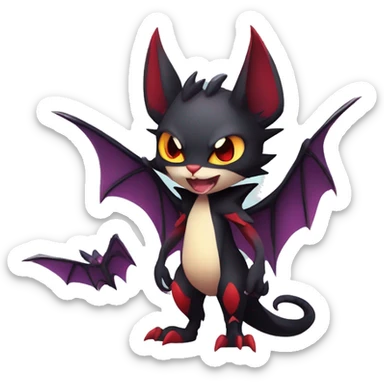  Anthro Kawaii Edgy Cool Vampiric Demonic Beautiful Noivern-Litten with big Bat Ears full body sticker