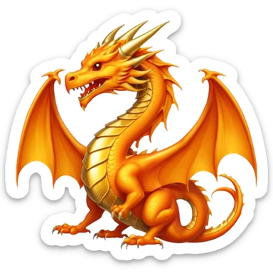 Simple minimalist Golden fiery crest symbol in a shape of a dragon sticker