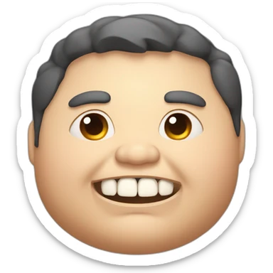 morbidly obese man with 3 layers of teeth sticker