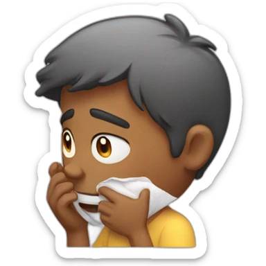 person wipes sweat from their face sticker