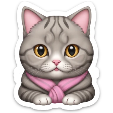 A grey striped Scotch fold with folded ears, a cute cat sticker