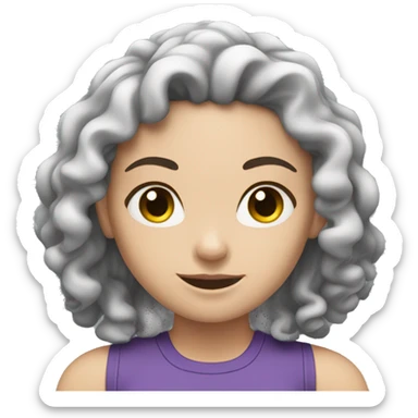 A white girl with curly black hair working out  sticker