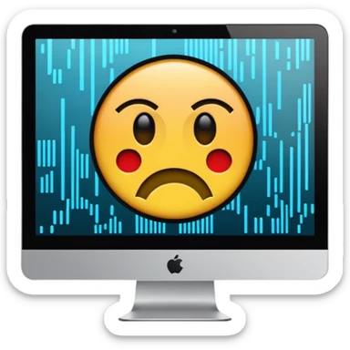 make a computer screen with a error emoji no face like a glitch sticker
