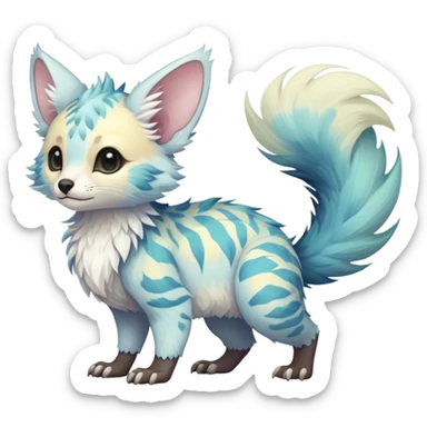 Feral Rare Fantasy pastel tropical Vernid-Trico-species by LiLaiRa, random markings, tufted tail, tufted ears, full body sticker