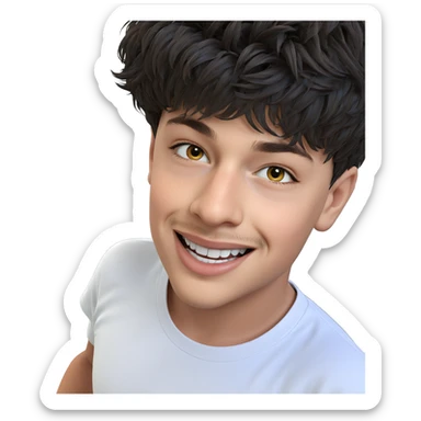 smiling boy in white shirt sticker