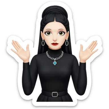 Lene Lovich shown as on the Stateless album cover with a typical symmetrical hand pose sticker