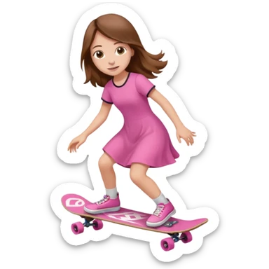 Dinosaur on a skateboard pink dress for girls in  sticker