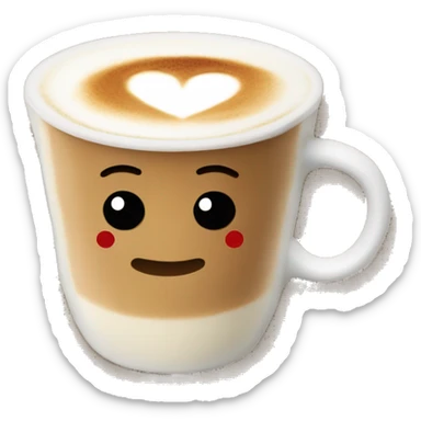Latte with heart latte art sticker