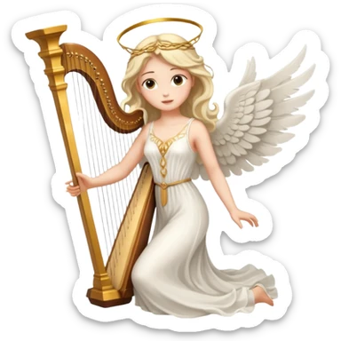 Muse of inspiration with wings and a harp in her hand sticker