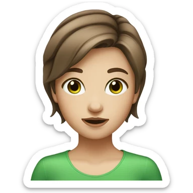 Short Brown hair girl with green eyes sticker
