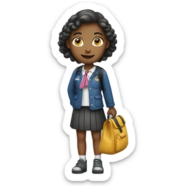 schoolgirl with bag pack sticker