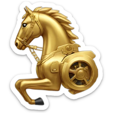 Mechanical golden  horse sticker