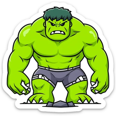 World Breaker Hulk, ultimate green monster with earth-shattering power, cracked ground beneath him sticker