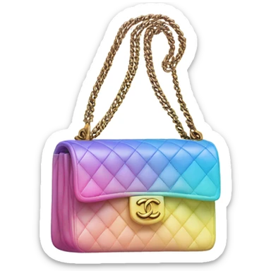 Chanel boy bag with Rainbow diagonal ombré with pastel pink, yellow and blue sticker