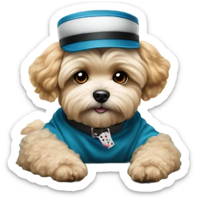 maltipoo playing poker sticker