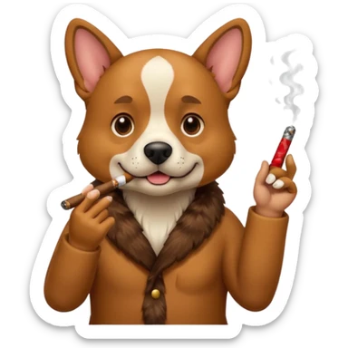 A dog smoking a cigar flipping you off  sticker