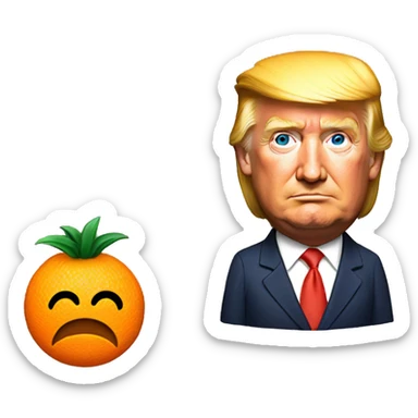 Donald trump next to and orange sticker