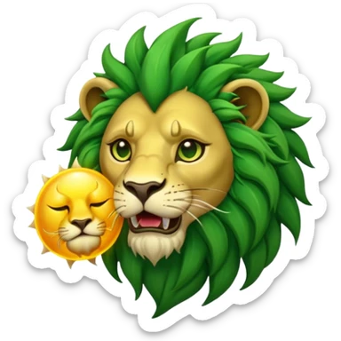 Alchemist style green lion devouring sun sticker