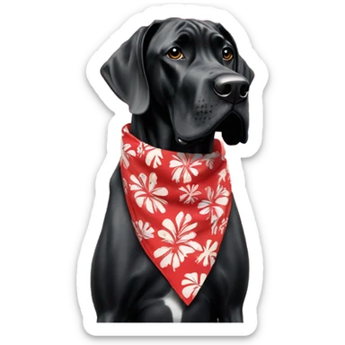 Black Great Dane with Hawaiian bandana red sticker