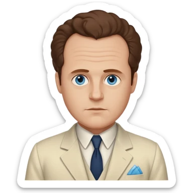 Sergei Eisenstein with blue eyes, brown hair, ivory suit  sticker