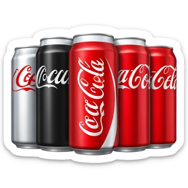 5 different cans of coke placed in line sticker