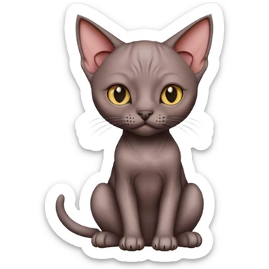 Dark hairless cat sitting sticker