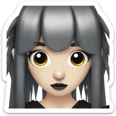 Goth elf with black hair and bangs with nose, lip and ear piercings  sticker