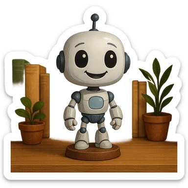 friendly bobblehead style robot sticker