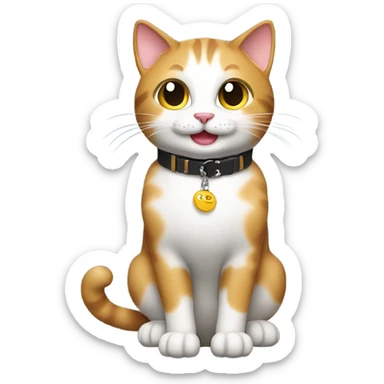 Happy cat, full body cat, cat collar, half side perspective sticker