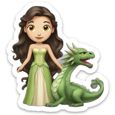 Brunette princess with dragon sticker