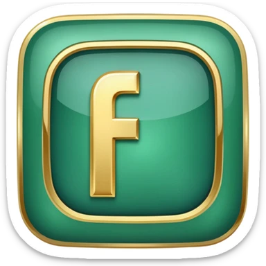 Jade and gold style rounded square Facebook icon button sticker