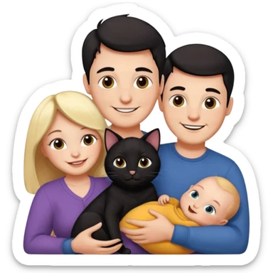 1 mom, 1 dad, 1 baby and 1 black cat sticker