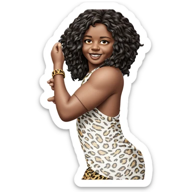 smiling boy with animal print sticker