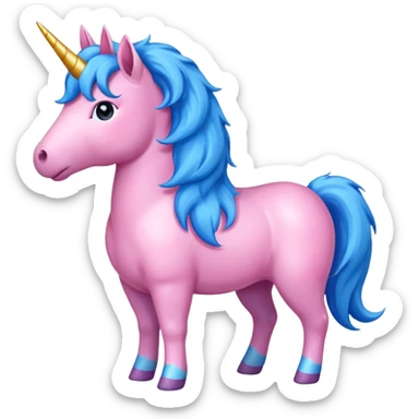 pink unicorn with blue hair sticker