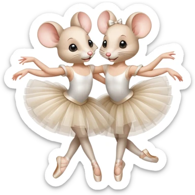 Lovely and elegant white mice dancing modern ballet sticker
