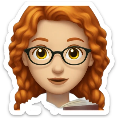 gryffindor Redhead with green eyes reading a book sticker