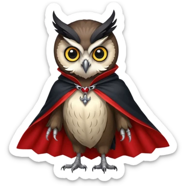 owl vampire in red collar cloak sticker